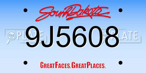 9J5608 South Dakota License Plate