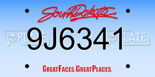 9J6341 South Dakota License Plate