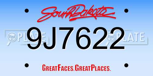9J7622 South Dakota License Plate