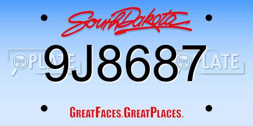 9J8687 South Dakota License Plate