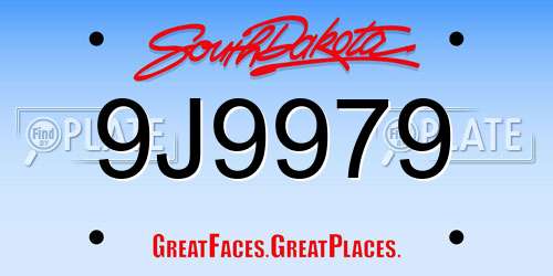9J9979 South Dakota License Plate