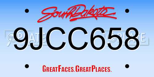9JCC658 South Dakota License Plate