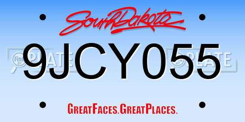9JCY055 South Dakota License Plate