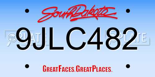 9JLC482 South Dakota License Plate