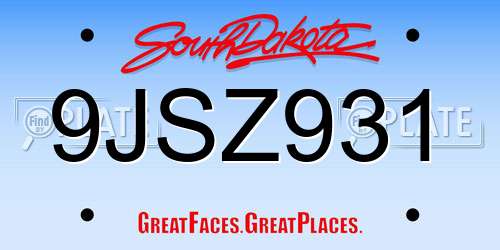 9JSZ931 South Dakota License Plate