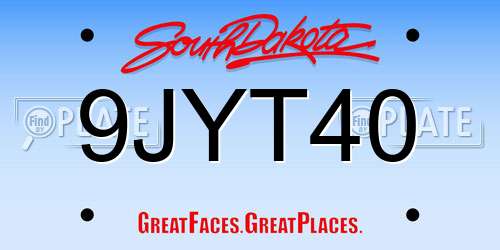 9JYT40 South Dakota License Plate
