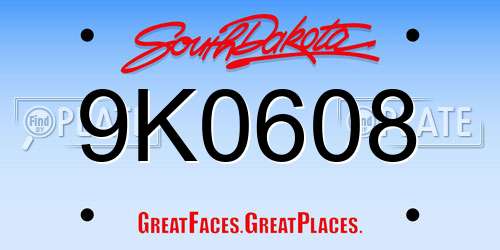 9K0608 South Dakota License Plate