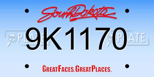 9K1170 South Dakota License Plate
