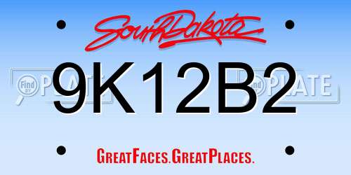 9K12B2 South Dakota License Plate