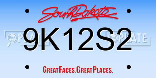 9K12S2 South Dakota License Plate