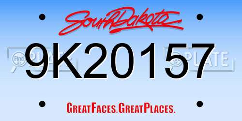 9K20157 South Dakota License Plate