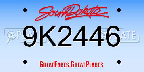 9K2446 South Dakota License Plate