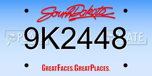 9K2448 South Dakota License Plate