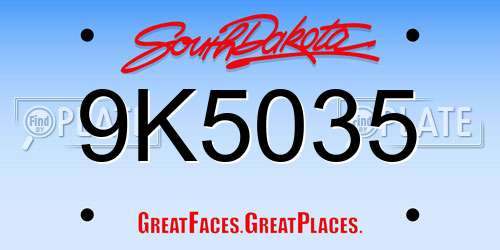 9K5035 South Dakota License Plate