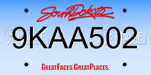 9KAA502 South Dakota License Plate