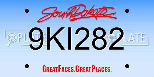 9KI282 South Dakota License Plate