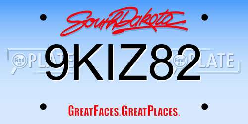 9KIZ82 South Dakota License Plate