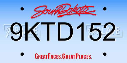 9KTD152 South Dakota License Plate