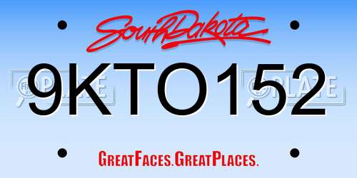 9KTO152 South Dakota License Plate