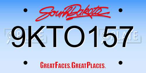 9KTO157 South Dakota License Plate