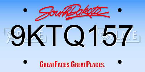 9KTQ157 South Dakota License Plate