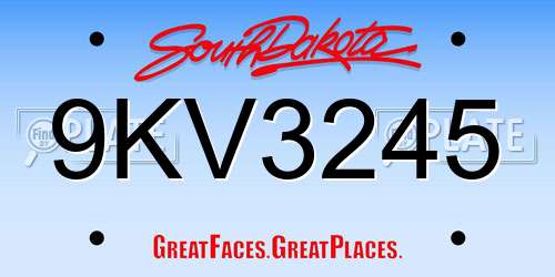9KV3245 South Dakota License Plate