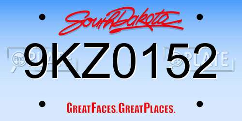 9KZ0152 South Dakota License Plate