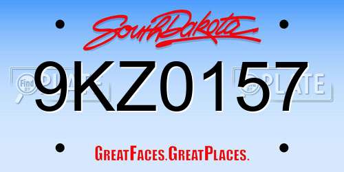 9KZ0157 South Dakota License Plate