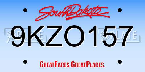 9KZO157 South Dakota License Plate