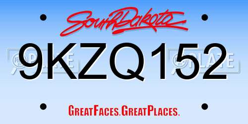 9KZQ152 South Dakota License Plate