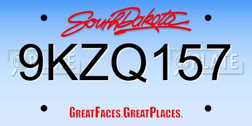 9KZQ157 South Dakota License Plate