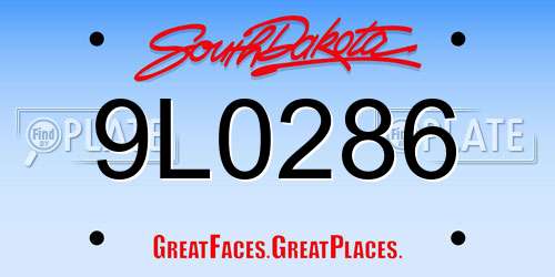 9L0286 South Dakota License Plate