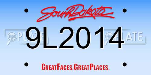 9L2014 South Dakota License Plate