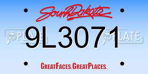 9L3071 South Dakota License Plate
