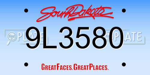 9L3580 South Dakota License Plate