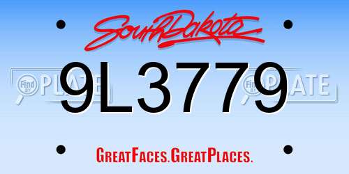9L3779 South Dakota License Plate