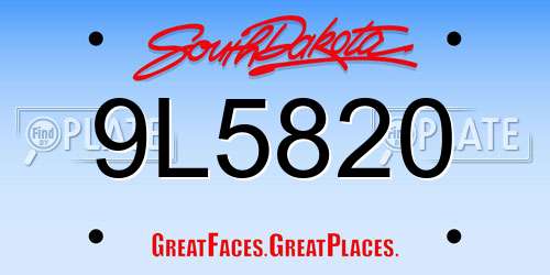 9L5820 South Dakota License Plate
