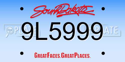 9L5999 South Dakota License Plate
