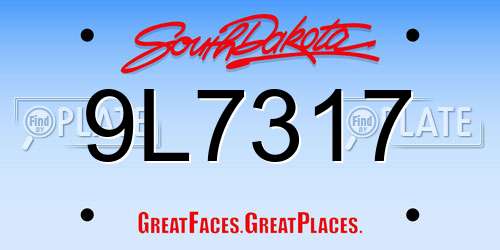 9L7317 South Dakota License Plate