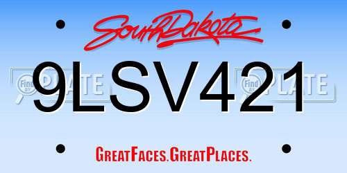 9LSV421 South Dakota License Plate