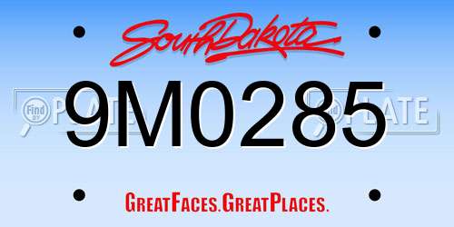 9M0285 South Dakota License Plate