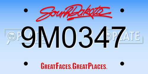 9M0347 South Dakota License Plate