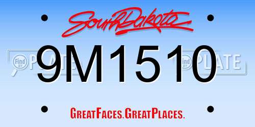 9M1510 South Dakota License Plate