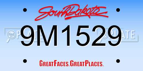 9M1529 South Dakota License Plate