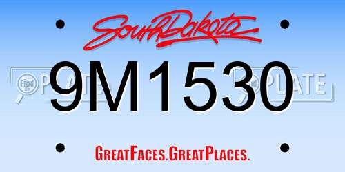 9M1530 South Dakota License Plate