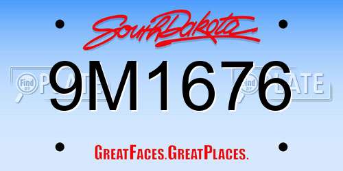 9M1676 South Dakota License Plate