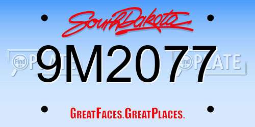 9M2077 South Dakota License Plate