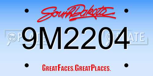 9M2204 South Dakota License Plate