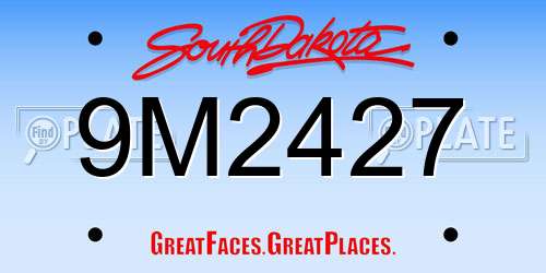 9M2427 South Dakota License Plate