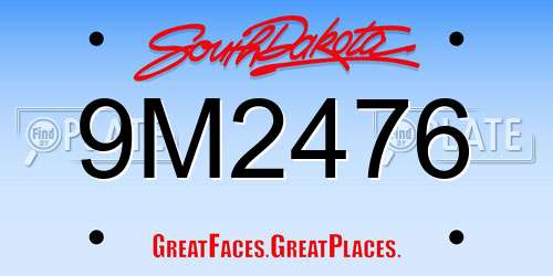 9M2476 South Dakota License Plate